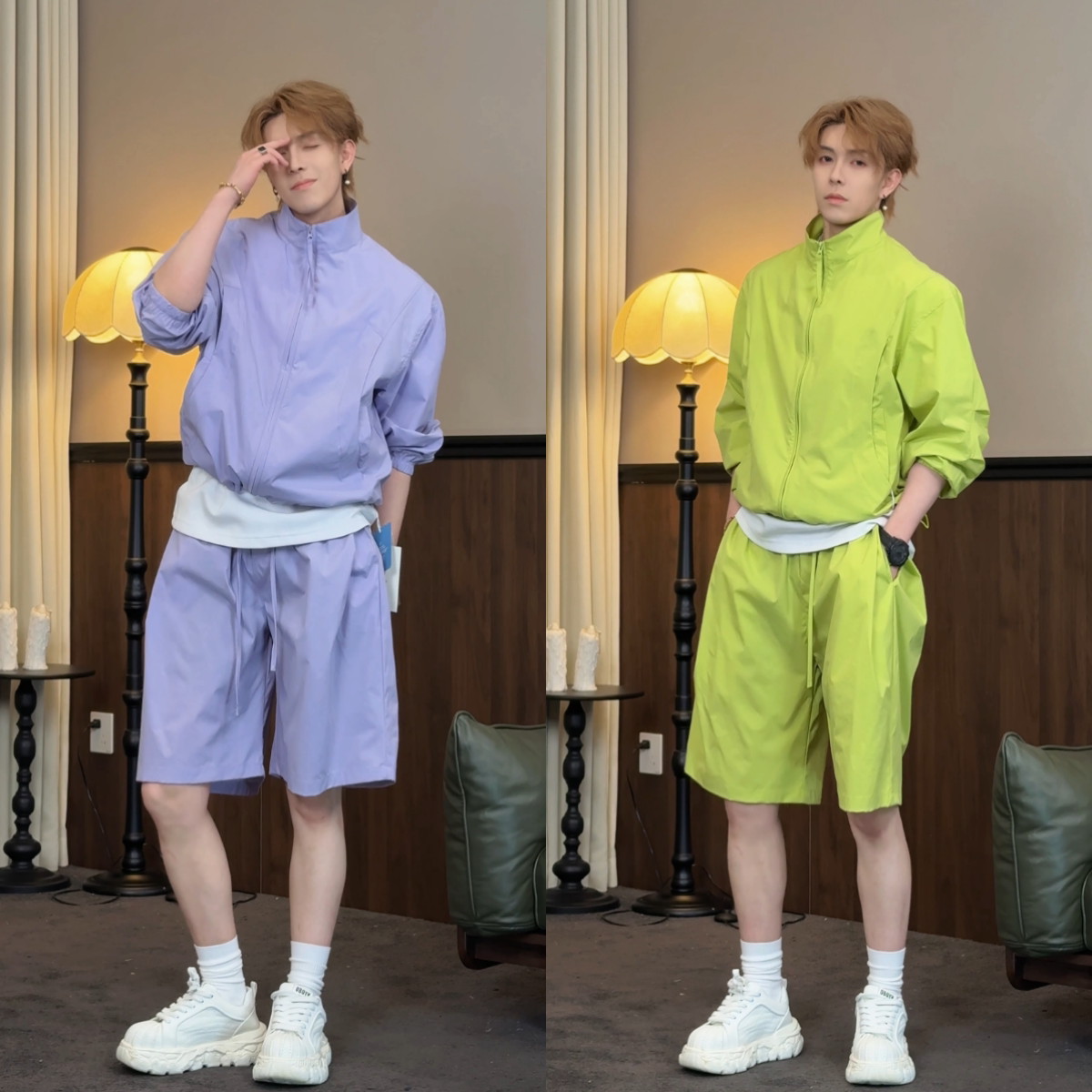多巴胺色夏季男士速干运动两件套