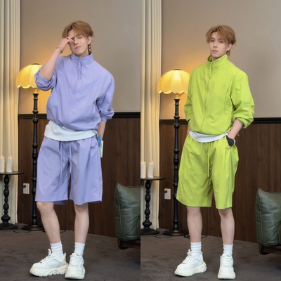 多巴胺色夏季男士速干运动两件套