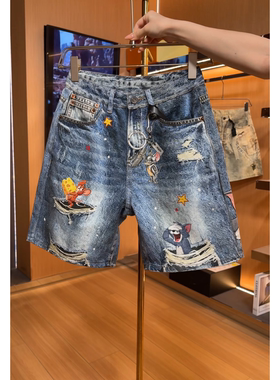 夏季美式潮牌高级感水洗牛仔短裤