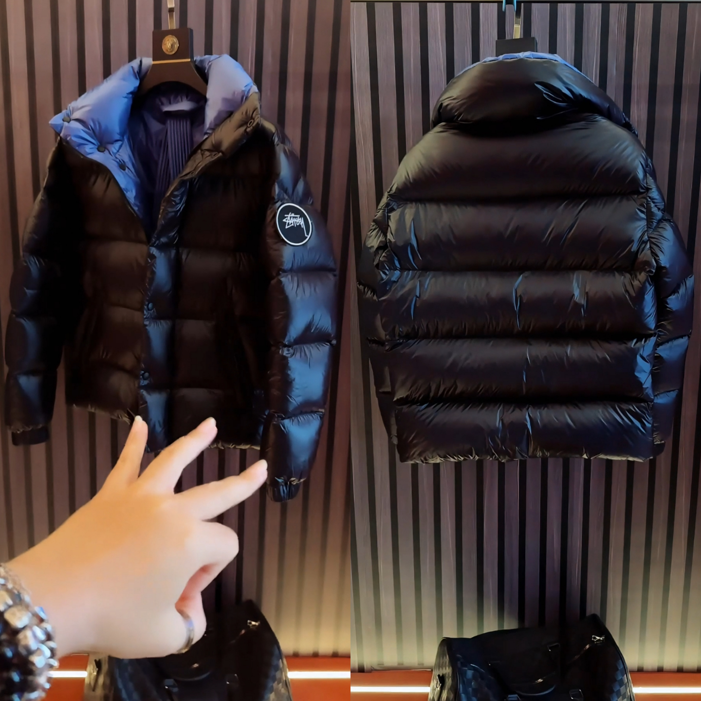 冬季新款男士潮牌拼色立领棉服保暖休闲外套高级感黑色百搭棉衣潮