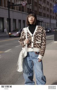生机 豹纹羊绒开衫 纹理带有新时代复古轻松韵味 个性 WIWH23新品