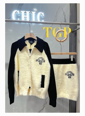 THE GOD PARTICLE 2023秋季新款TGP POLO领短款毛衣撞色织衫上衣