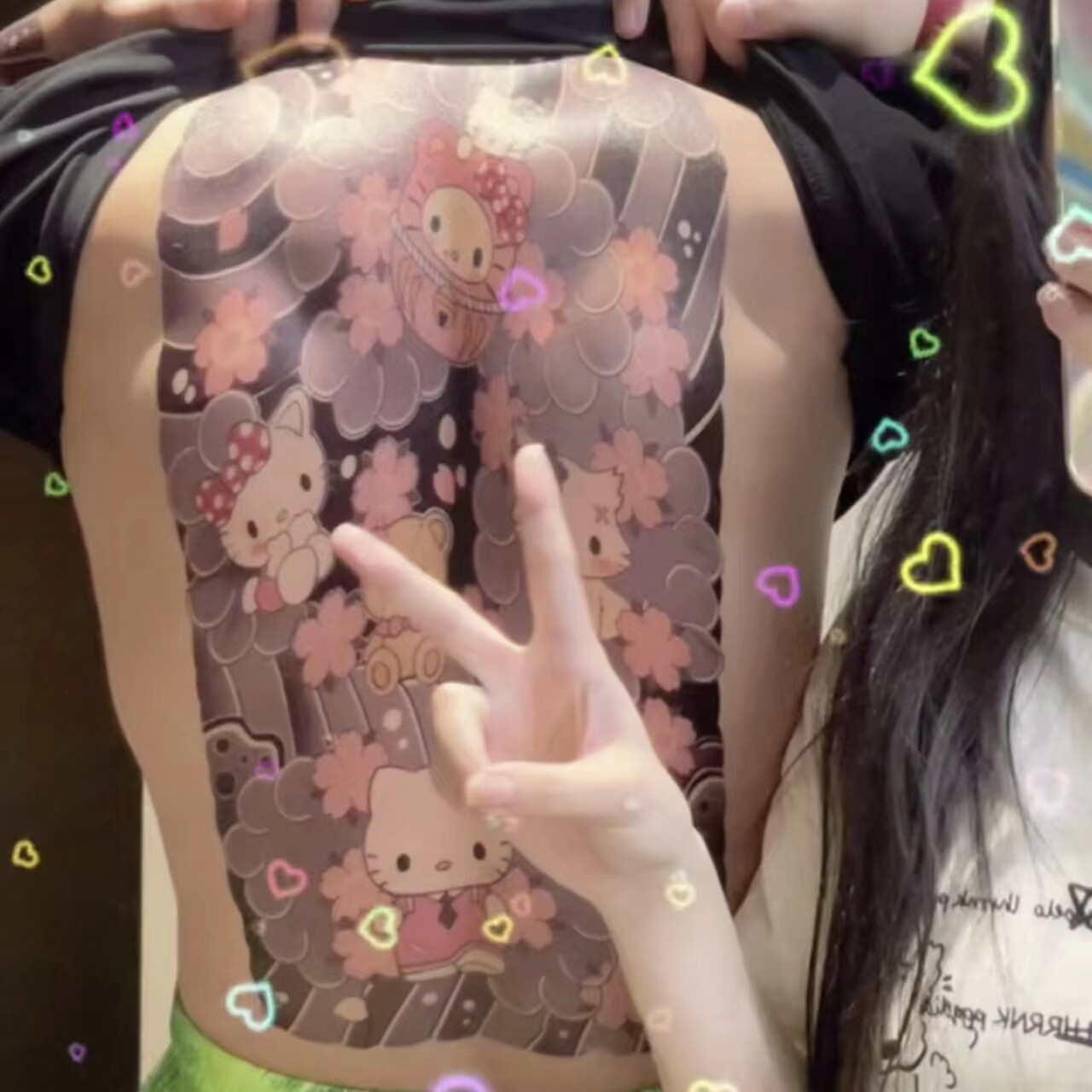 七夕节礼物hellokitty纹身贴花臂可爱Hello满背持久送男朋友