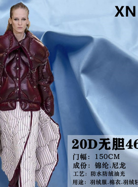 鹅羽绒服面料轻薄【20D尼丝纺无胆460T】大牌高密多F防锁绒优衣布