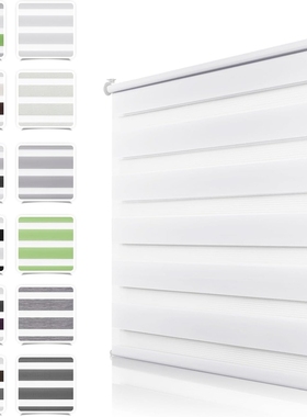 白色半遮光双层柔纱帘 免钻孔简易安装卷帘窗帘 家居卫生间窗帘