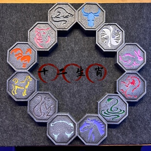 成龙历险记十二生肖符石摆件创意震动发光虎符护身符钥匙扣礼物