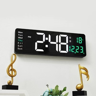 新品 电子时钟日历钟表家用办公夜光静音创意闹钟插电计时遥控挂钟