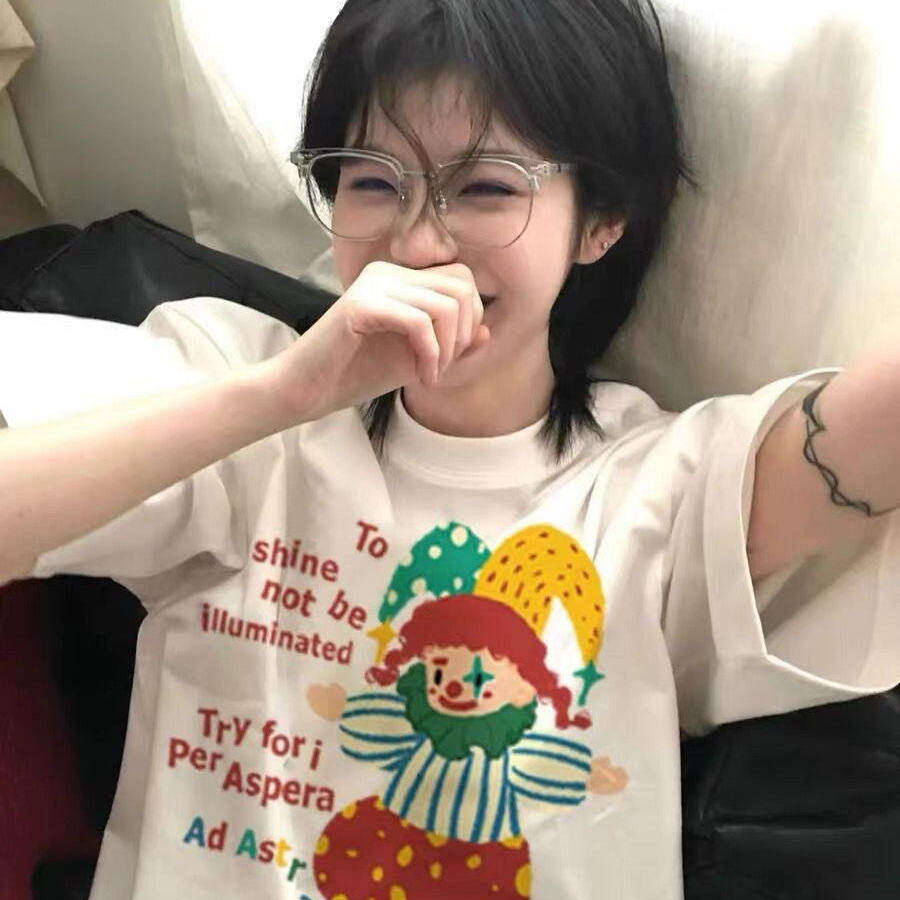 美式潮牌小丑字母印花纯棉宽松短袖T恤男女同款小众情侣款