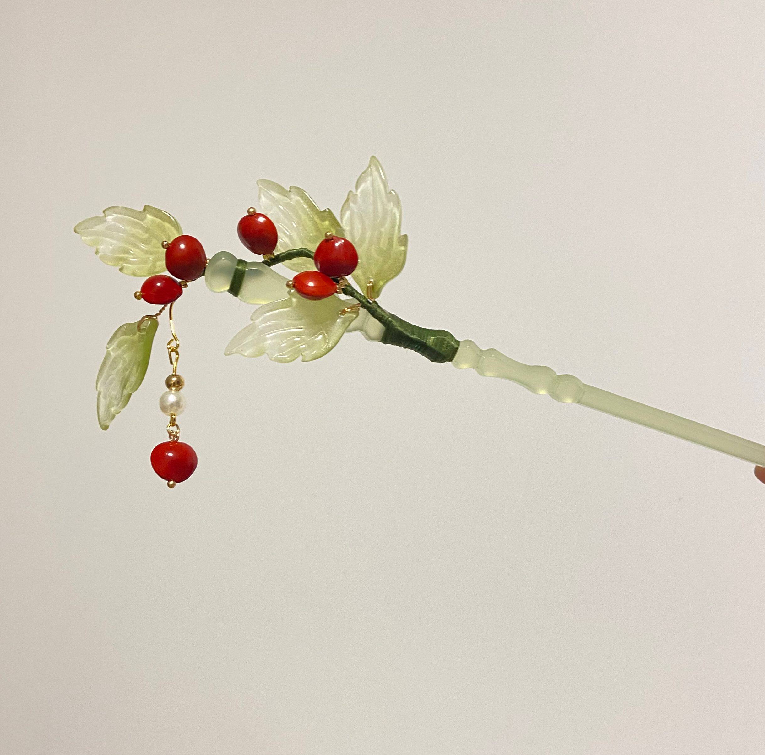 子规 相思红豆汉服发簪古风红果果百搭七夕配饰