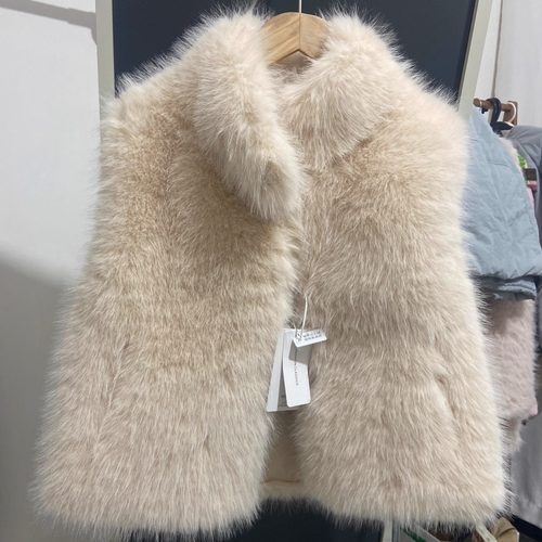 （实拍图）环保皮毛一体皮草立领女坎肩无袖毛毛马甲