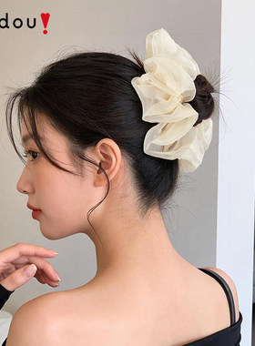 AJIDOU阿吉豆大肠发圈气质发饰女款发绳高级感鹅黄色显白头花头绳