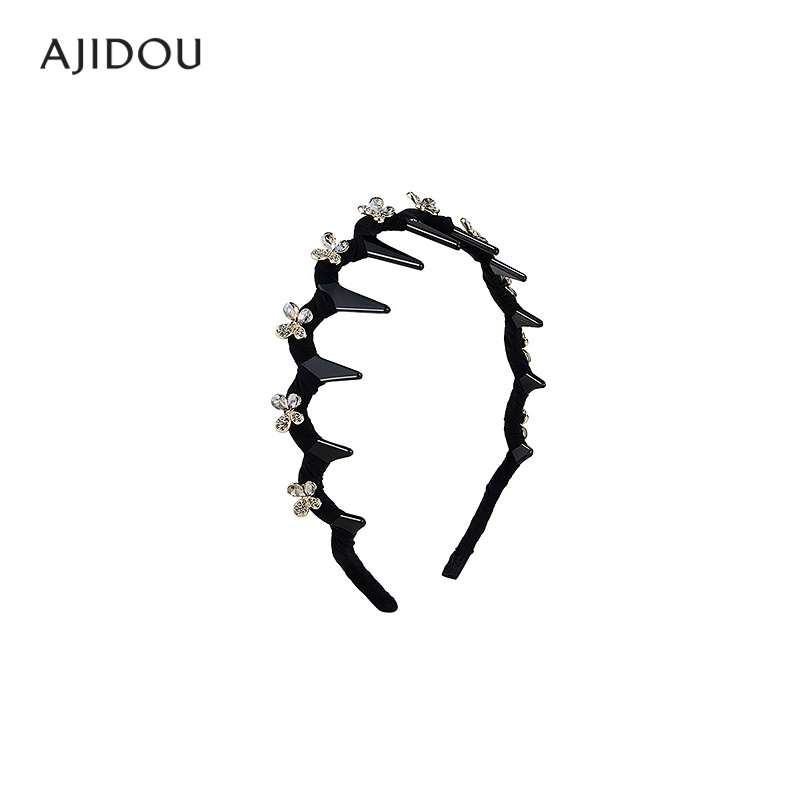 AJIDOU阿吉豆发饰女款黑色高颅顶细头箍