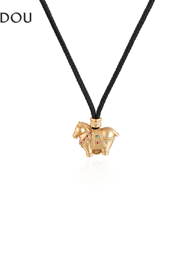 AJIDOU阿吉豆玄马迎福系列胖嘟嘟唐朝马吊坠棉绳项链生肖马