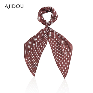 AJIDOU阿吉豆女款 桑蚕丝配饰优雅丝巾波点纹扎头发领巾设计感飘带