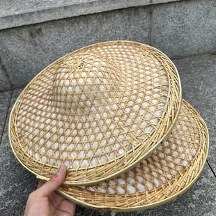 防雨水竹编斗笠粽叶雨布老式手工斗笠农用户外钓鱼采茶遮阳防晒帽
