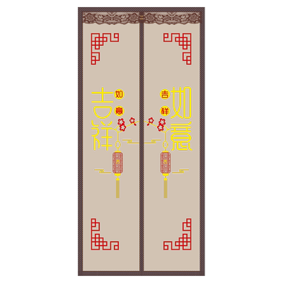 大门专用帘新款刺绣免打孔金刚纱