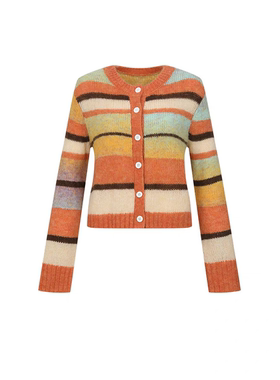 2025秋季新款女装撞色条纹针织开衫UYL950223