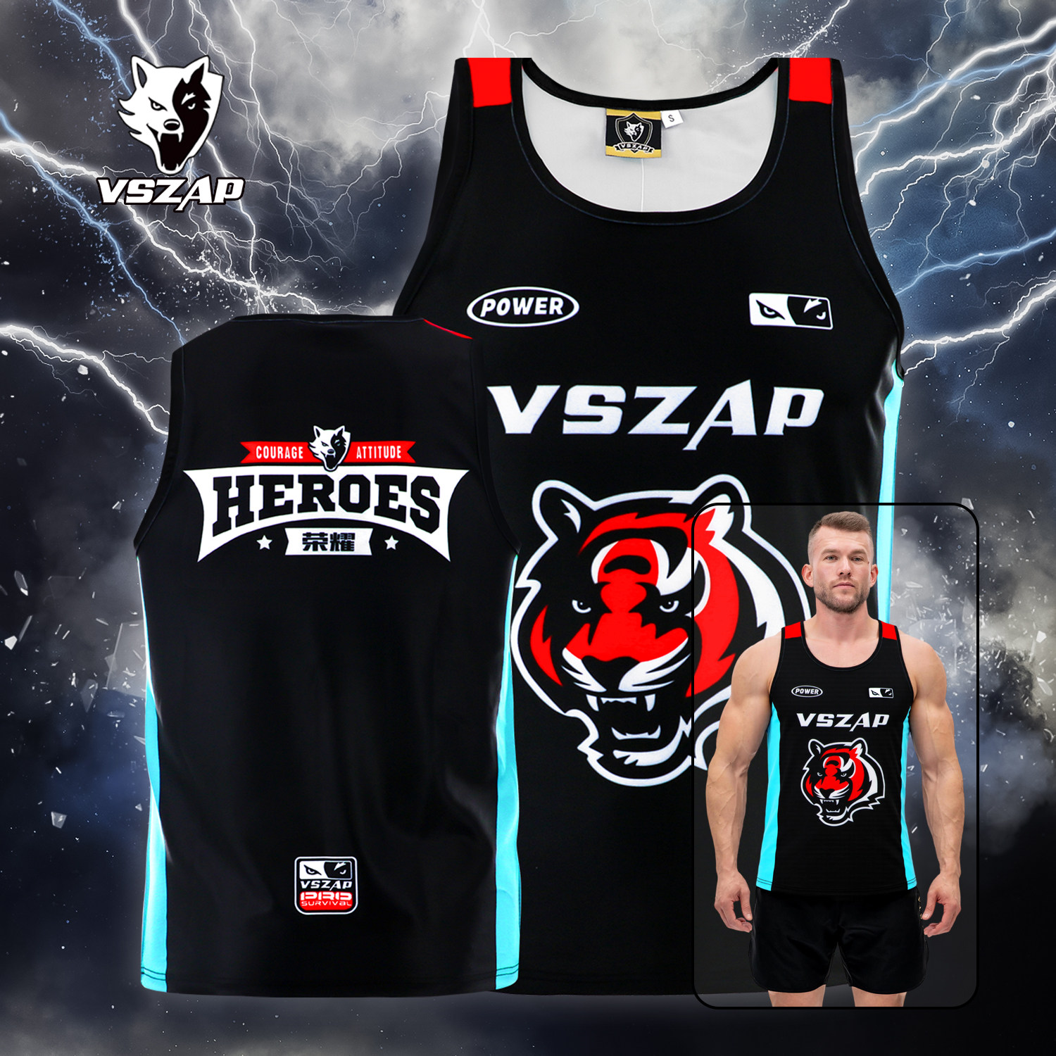 VSZAP荣耀王者背心运动格斗拳击服