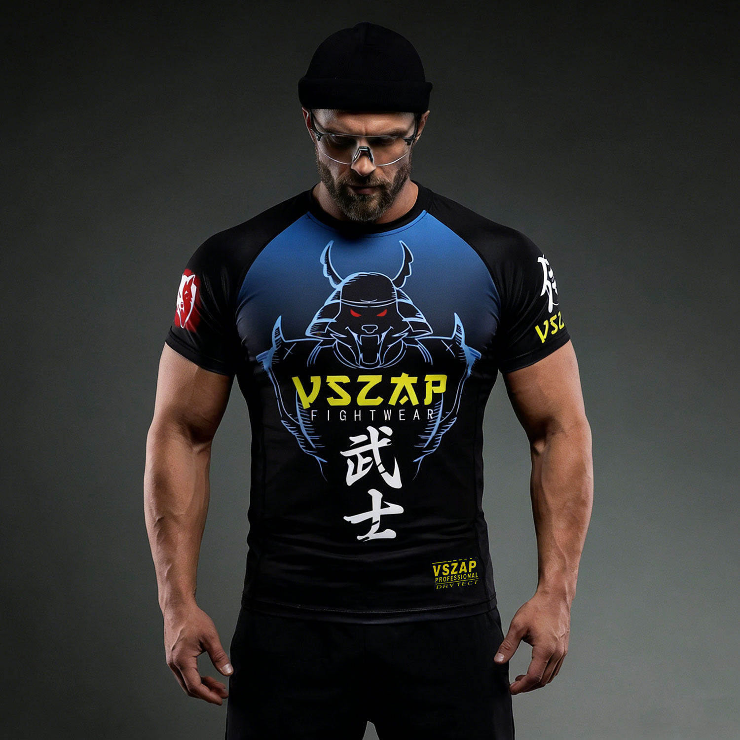 VSZAP运动风武士狼速干短袖T恤男