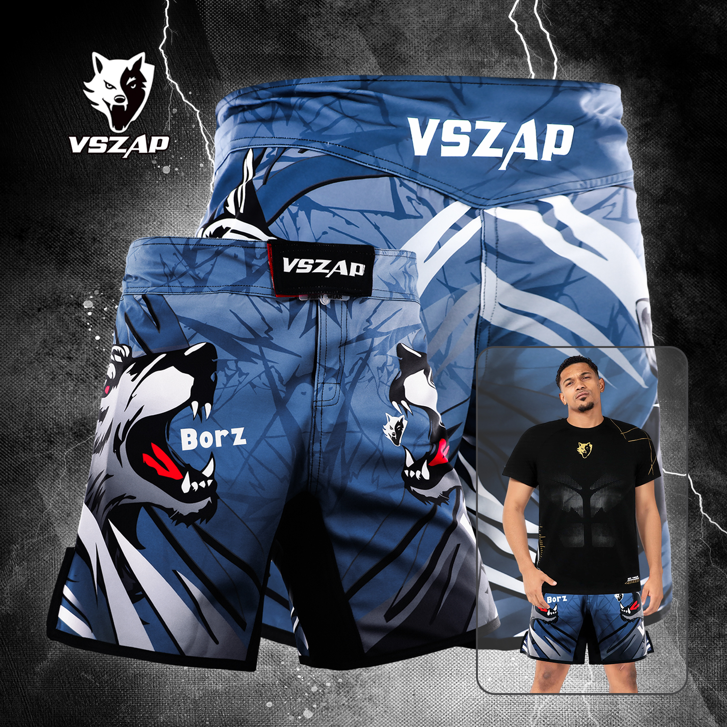 VSZAP狂怒格斗比赛MMA拳击泰拳训练休闲健身综合运动格斗短裤