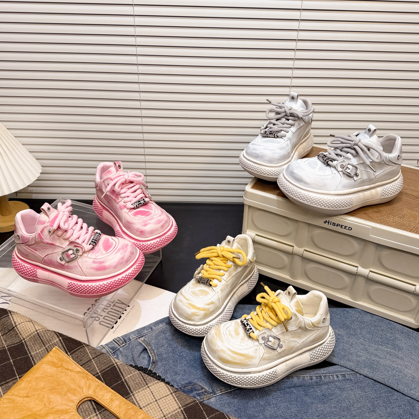 小依定制真皮厚底面包鞋女2025新款百搭松糕休闲板鞋