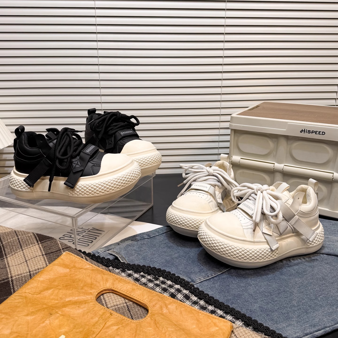 日本OFFCAT真皮大头松糕厚底休闲鞋女2025冬季新款加绒百搭丑萌鞋