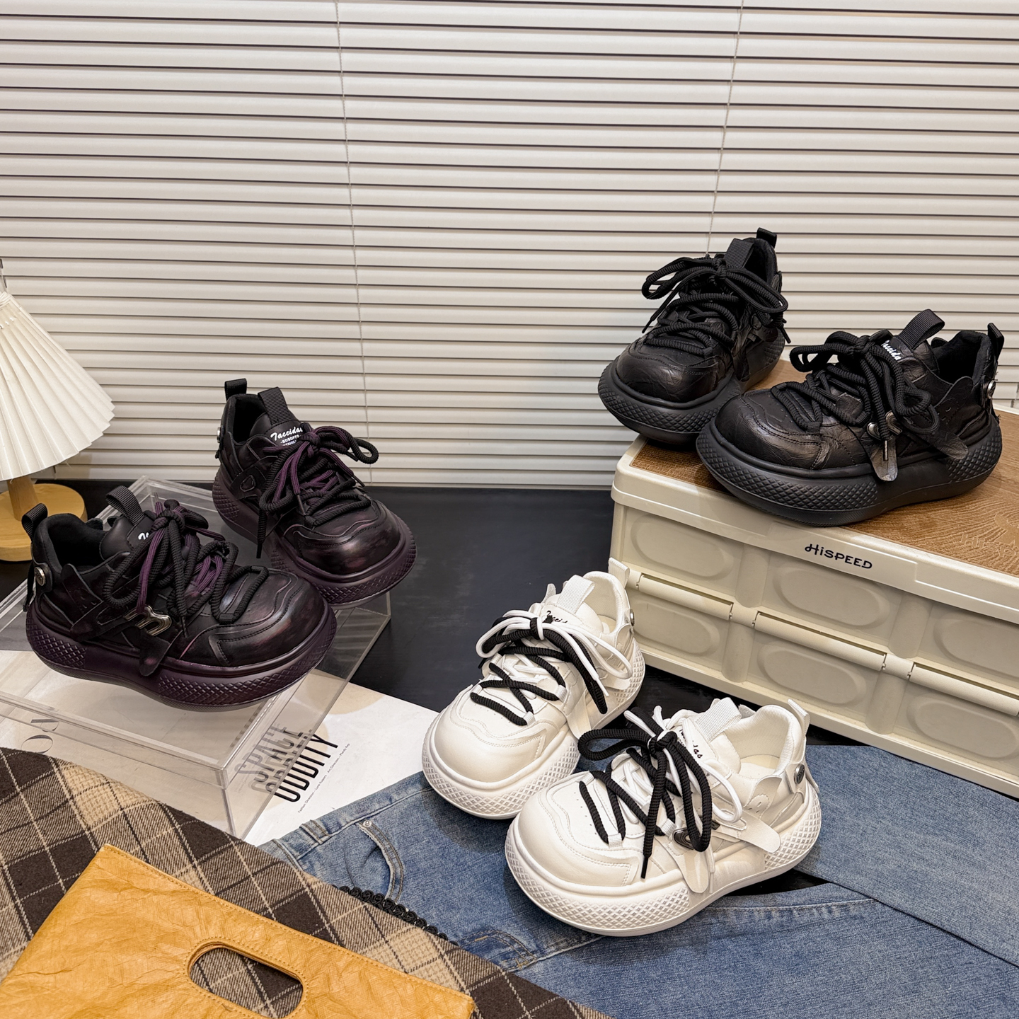 小依定制真皮厚底面包鞋女2025新款百搭松糕休闲板鞋