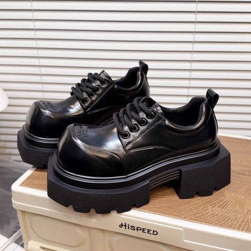 日本OFFCAT7cm真皮厚底大头德比JK小皮鞋女小个子增高乐福单鞋潮