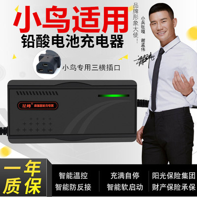 小鸟电动车适用充电器48V12AH20AH64V14AH60V20AH铅酸三横充电器