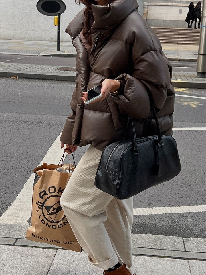 2022冬季新款纯色短款羽绒服女韩版宽松显瘦休闲pu皮加厚羽绒服女