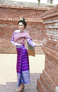 云南版纳傣族服装女套装气质显瘦生活装工作服老挝款中长裙套装