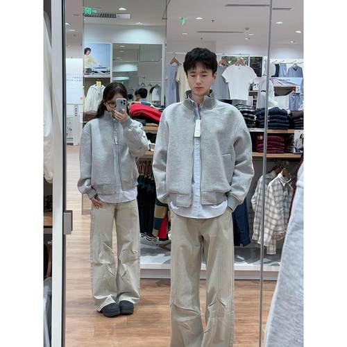 美式重磅立领开衫卫衣男秋冬痞帅高级感夹克外套