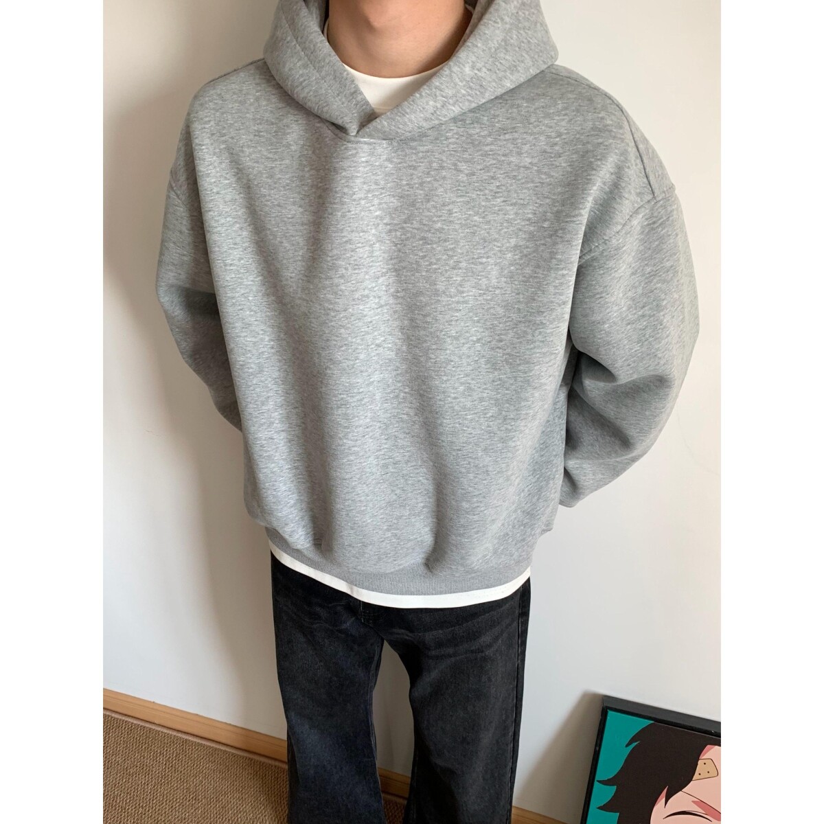 美式高街纯色长袖韩版卫衣男女春秋季潮牌情侣装上衣服