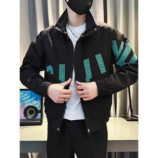 痞帅炸街夹克男款高级感潮牌上衣春秋季新款帅气韩版潮流字母外套