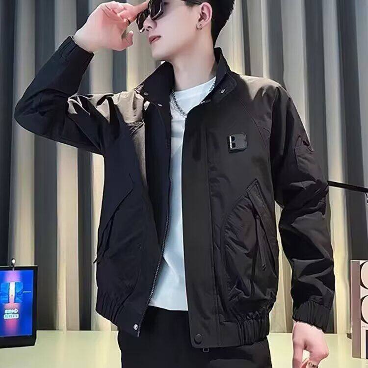 痞帅立领夹克男春季新款潮流网红2026高级感帅气黑色工装休闲外套