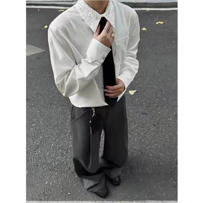 秋季男士长袖衬衫修身白色衬衣韩版商务休闲职业正装工装上班寸衫