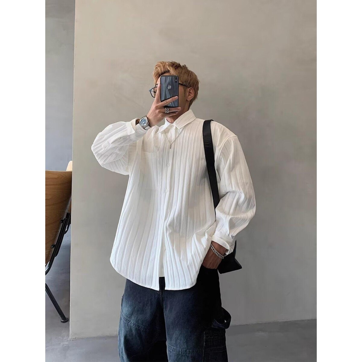 法式设计气质款白衬衫特色马蹄袖内搭修身显瘦长袖纯色衬衣秋季新