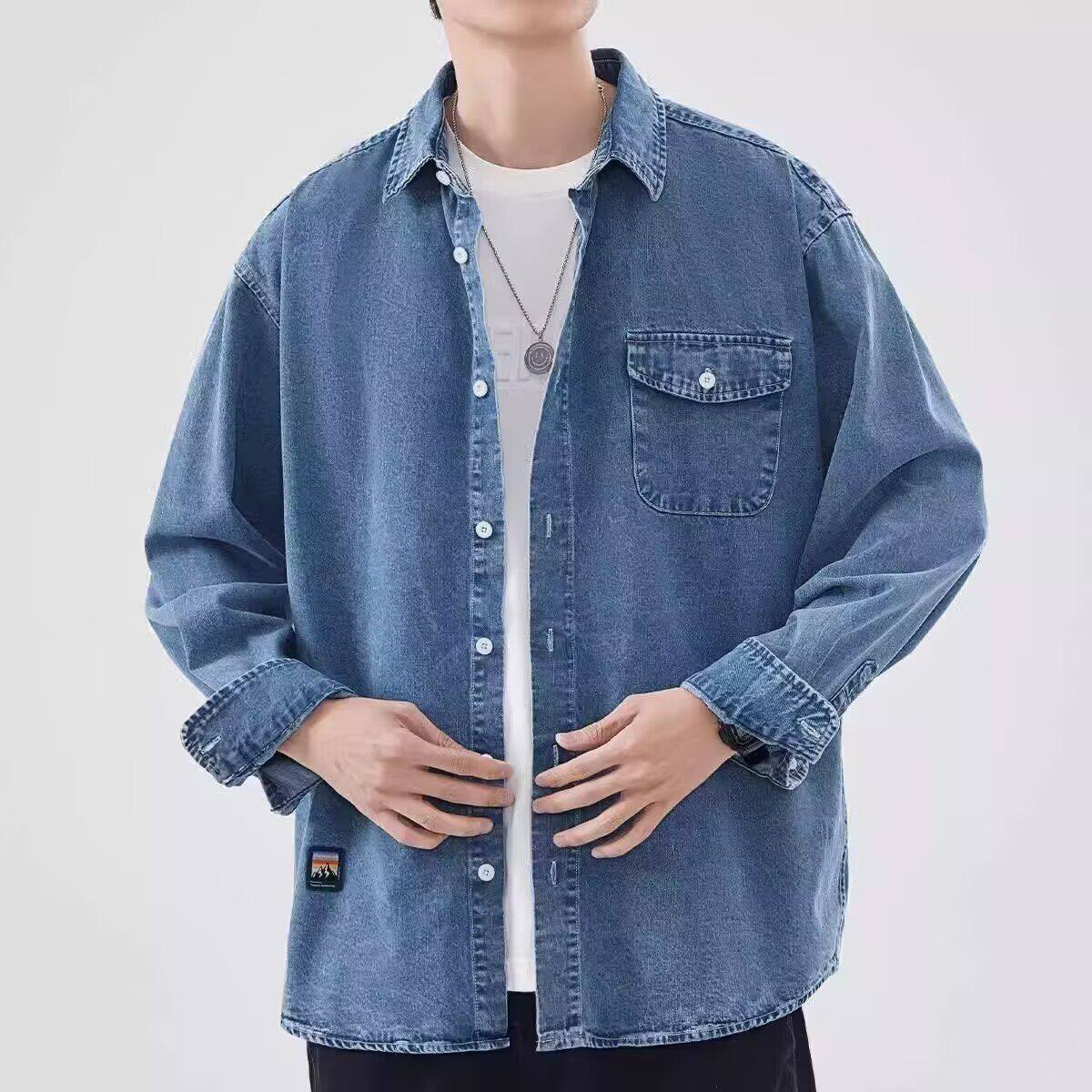 新款衬衫男秋装宽松小众设计感上衣男生潮流百搭休闲外套