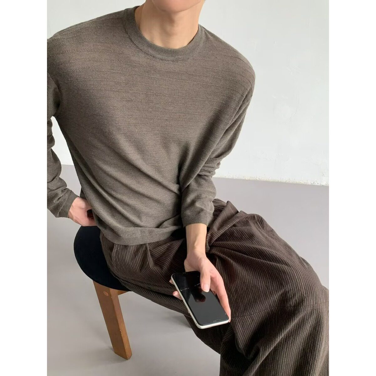 清仓捡漏外贸男装T恤双面德绒长袖打底衫秋冬季内搭半高领上衣服