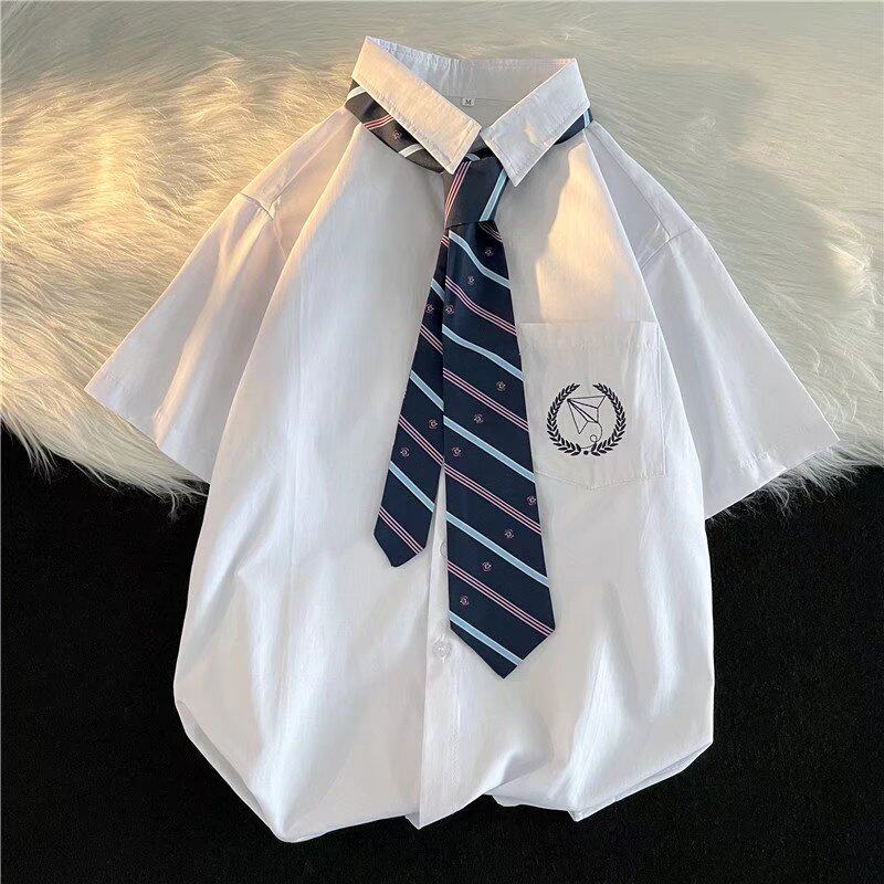 乱潮乱潮男生基础款白衬衫长袖刺绣学生毕业衬衣学院风情侣班服jk