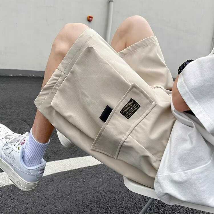 薄款潮牌夏季卡其色宽松休闲裤子