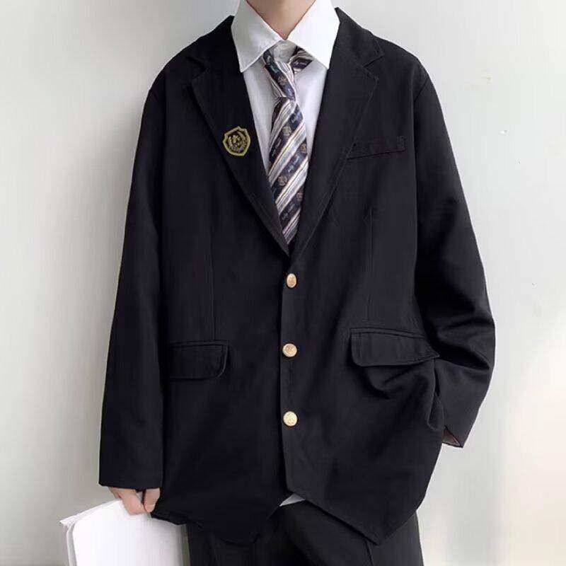 日系学院风西装外套男潮牌高级感痞帅宽松休闲情侣西服夹克