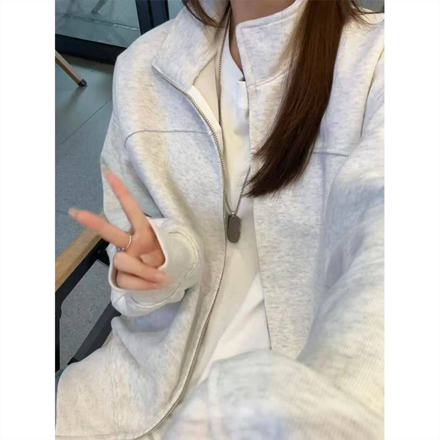 加绒加厚美式cleanfit重磅开衫卫衣男冬季痞帅高级感立领外套廓形