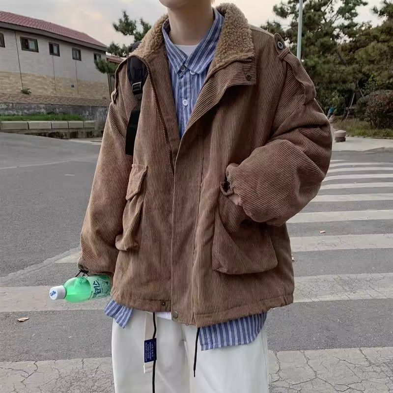 冬季加厚加绒灯芯绒棉衣外套宽松工装棉服棉袄ins潮