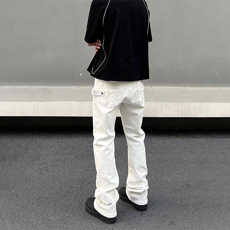 BLAEXIT美式直筒白色牛仔裤男新款垂感微喇叭裤男cleanfit裤子潮