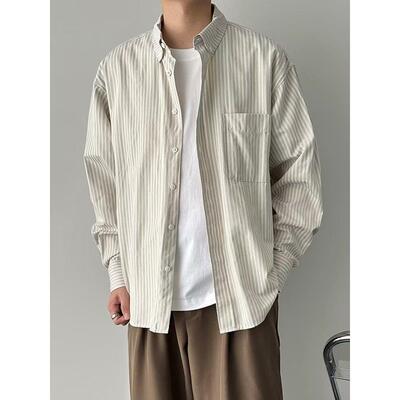 港风条纹解构剪裁茧型廓形衬衫立体拼条不易皱上衣宽松硬挺松弛
