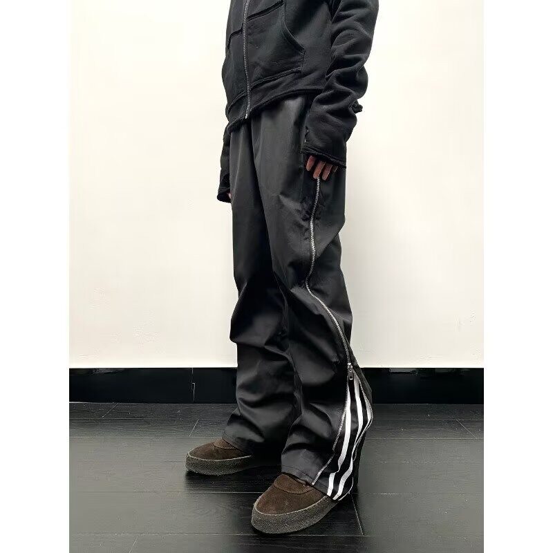 小众原创潮男暗黑系拉链大口袋拼接宽松工装束脚裤战术机能休闲裤