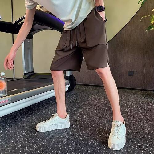 痞帅夏季薄款冰丝宽松休闲短裤潮牌直简速干衩裤五分沙滩裤
