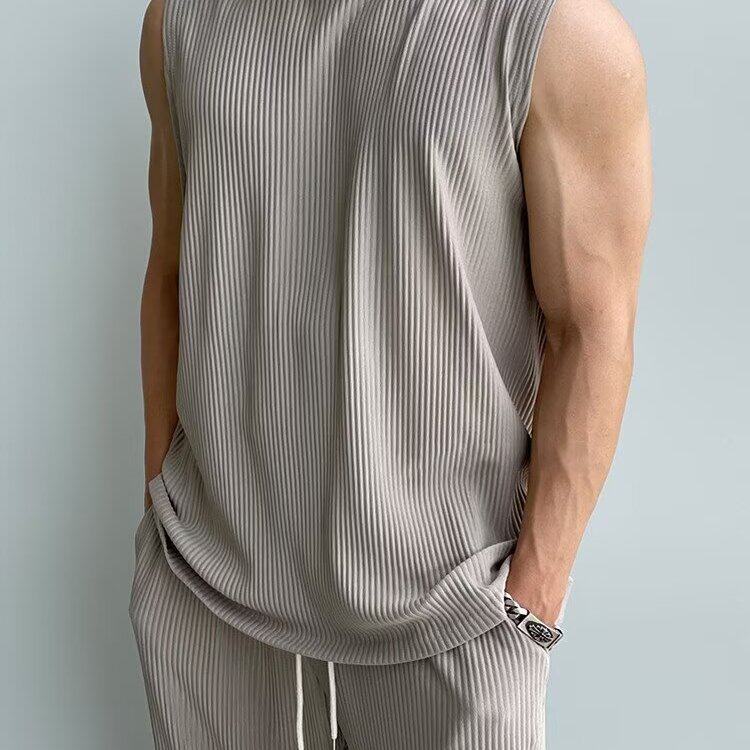 冰丝背心长裤运动服套装