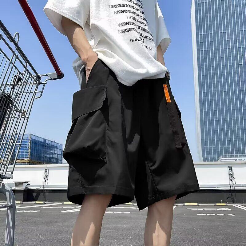 机能黑色工装短裤男士夏季